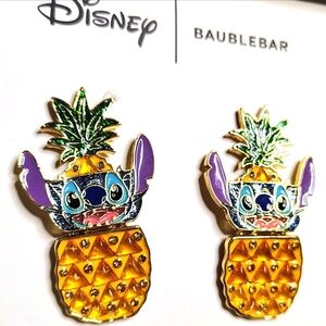 BaubleBar Lilo & Stitch Pineapple Hawaiian Earrings New in Box